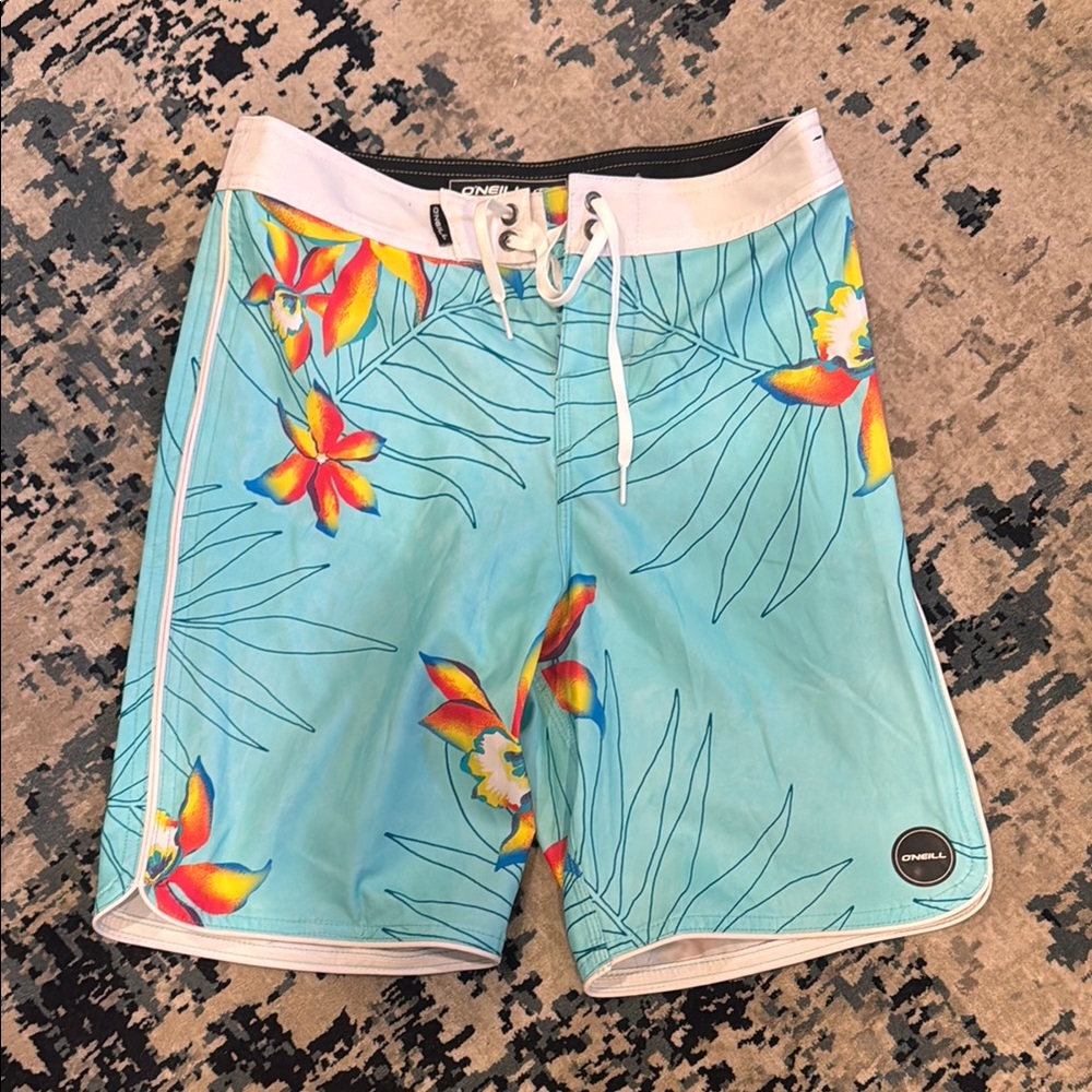 O'Neill Tropical Floral Aqua Board Shorts